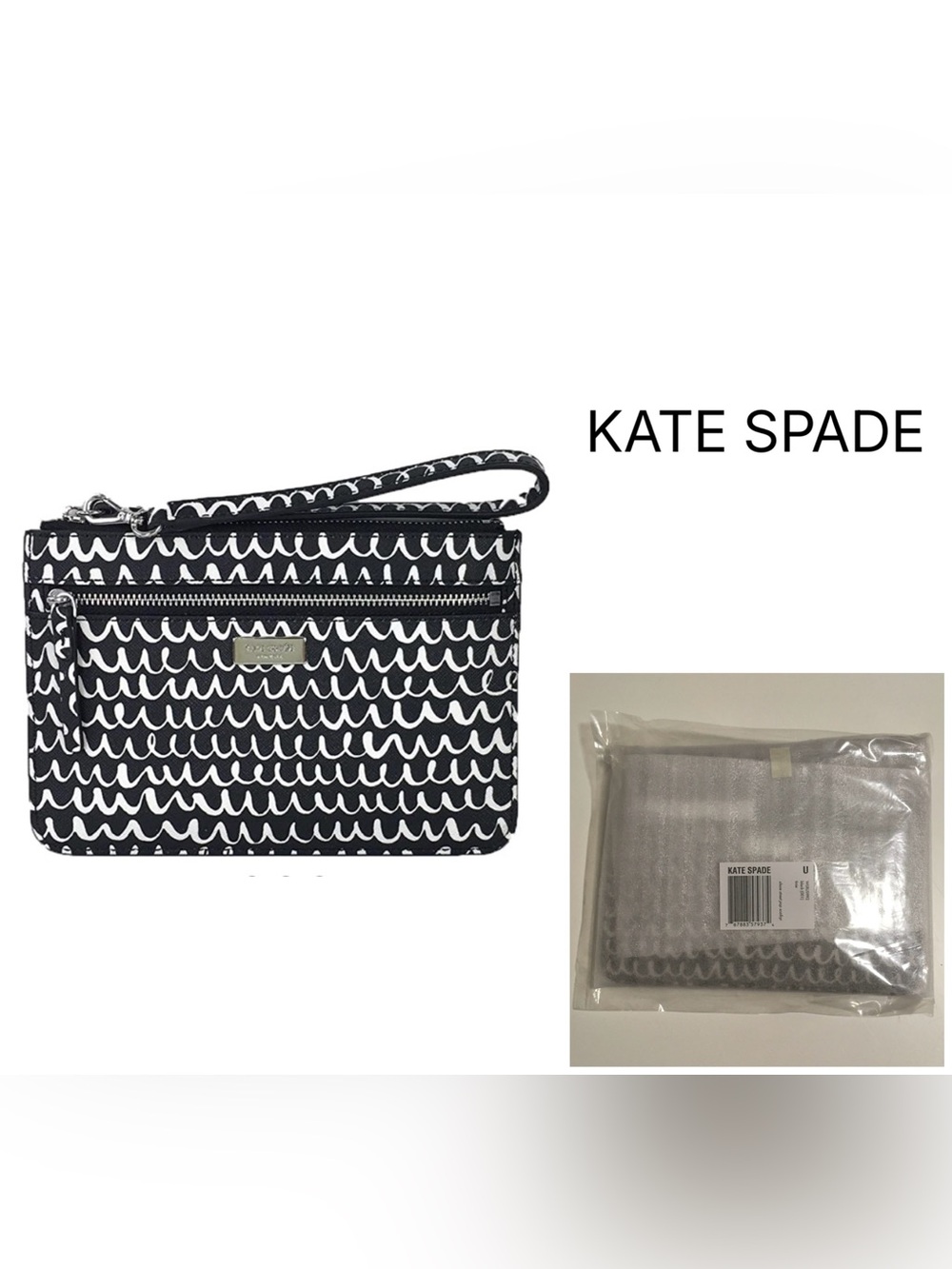 KATE SPADE - NWT - BLACK AND WHITE TINIE WRISTLET / CLUTCH BAG